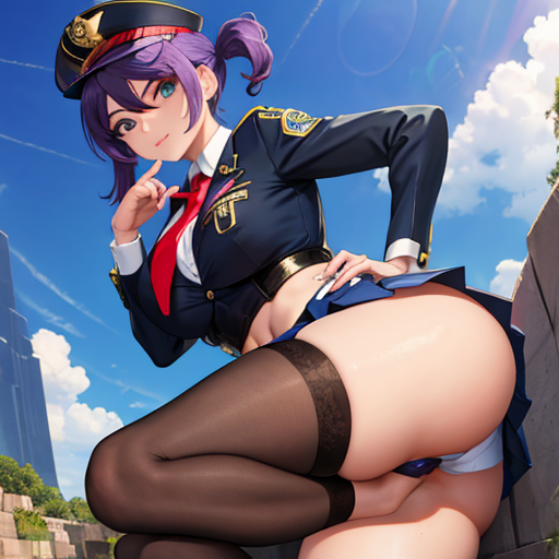 おパンツがチラッと見えていてエロいミニスカポリスの男性向け2次元イラスト